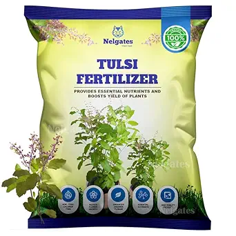 Nelgates Organic Tulsi Plant Fertilizer | Growth Enhancer for Indoor & Outdoor Tulsi | Supports Strong Roots, Lush Leaves & Overall Plant Health Naturally