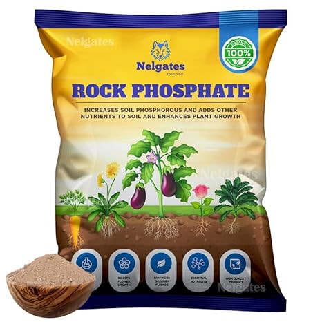 Nelgates Rock Phosphate for Plants, Organic Fertilizer for root growth,flowers fruits and vegetable plants fertilizer